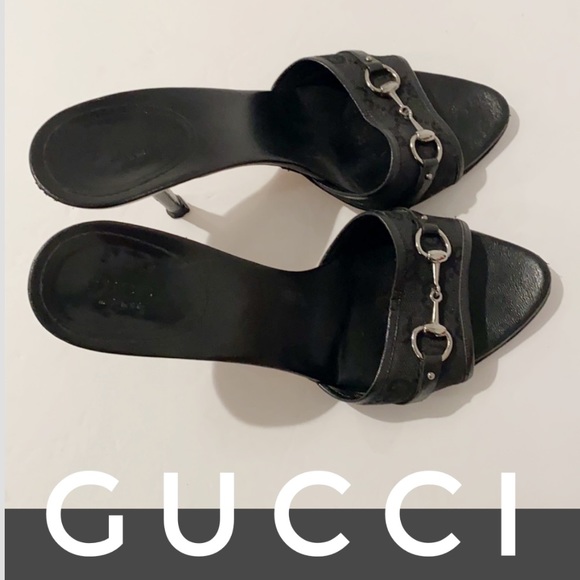 Gucci Shoes - Authentic Gucci signature black GG mules heels 8